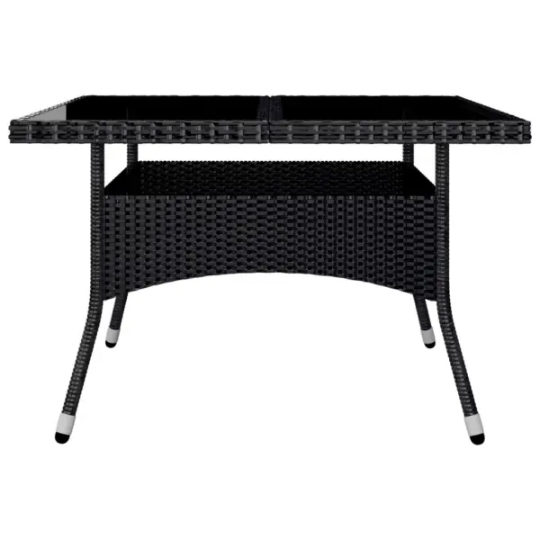 9-osaline aiamööbli komplekt 8 tugitooliga, must polürotang ja akaatsiapuit, laud 120 x 120 cm – 4