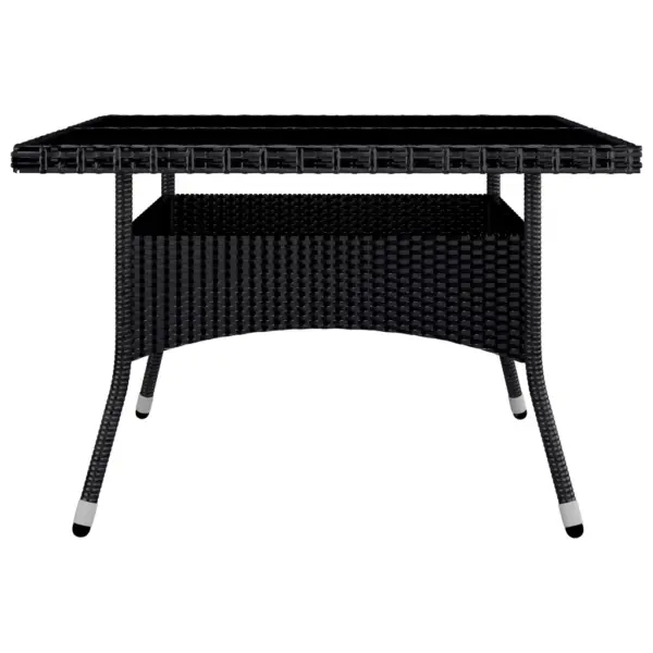 9-osaline aiamööbli komplekt 8 tugitooliga, must polürotang ja akaatsiapuit, laud 120 x 120 cm – 5