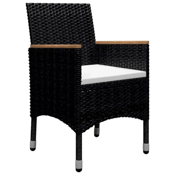 9-osaline aiamööbli komplekt 8 tugitooliga, must polürotang ja akaatsiapuit, laud 120 x 120 cm – 7