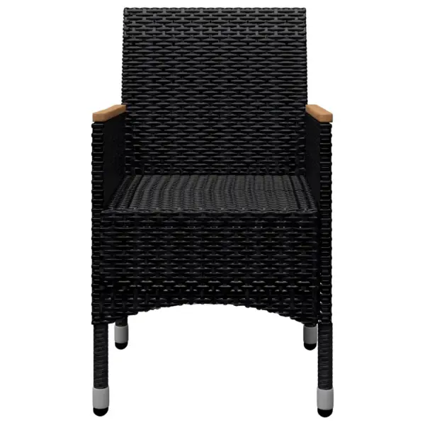9-osaline aiamööbli komplekt, polürotang ja akaatsiapuit, must, laud 120 x 120 cm – 11