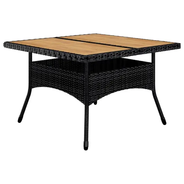 9-osaline aiamööbli komplekt, polürotang ja akaatsiapuit, must, laud 120 x 120 cm – 3