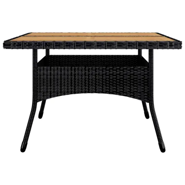 9-osaline aiamööbli komplekt, polürotang ja akaatsiapuit, must, laud 120 x 120 cm – 5