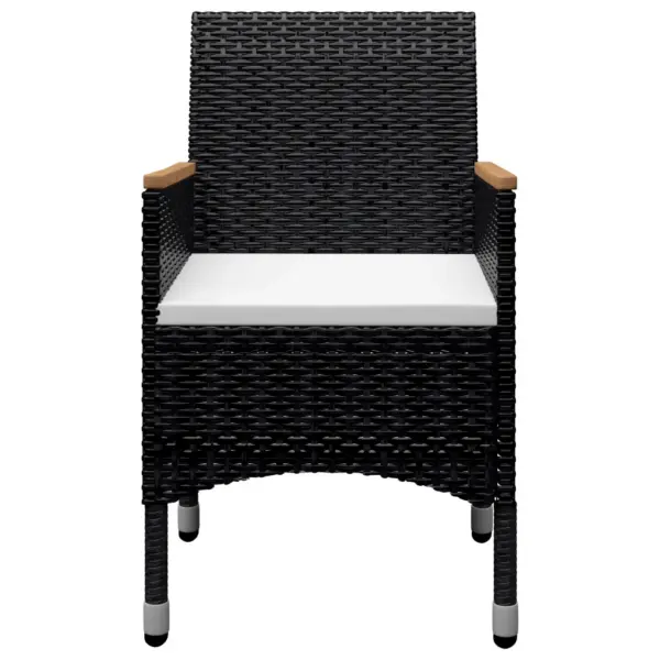 9-osaline aiamööbli komplekt, polürotang ja akaatsiapuit, must, laud 120 x 120 cm – 8