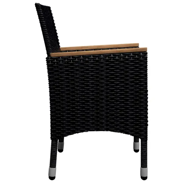 9-osaline aiamööbli komplekt, polürotang ja akaatsiapuit, must, laud 120 x 120 cm – 9