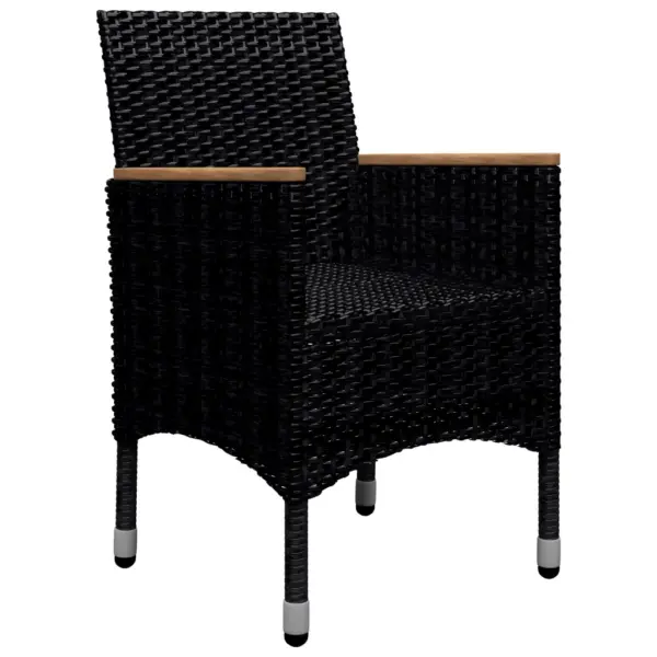 9-osaline aiamööbli komplekt, polürotang ja akaatsiapuit, must, laud 120 x 120 cm – 10