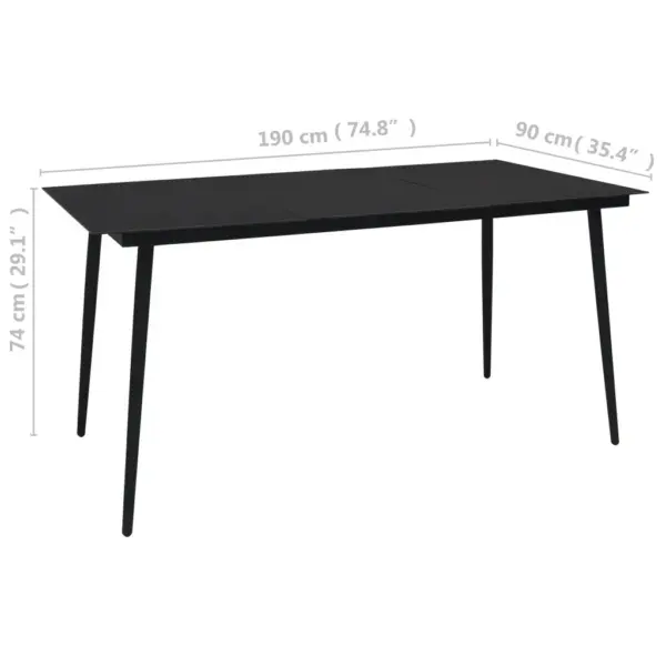 9-osaline must aiamööbli komplekt puuvillanööri ja terasraamiga, laud 190 x 90 cm - 10