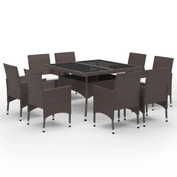 9-osaline pruun aiamööbli komplekt, polürotang ja klaas, laud 120 x 120 cm – 2