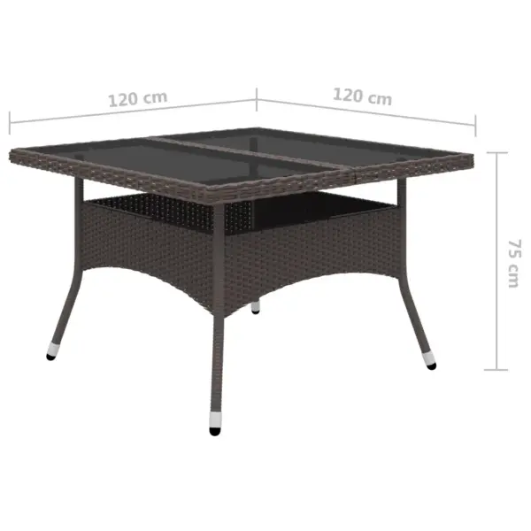 9-osaline pruun aiamööbli komplekt, polürotang ja klaas, laud 120 x 120 cm – 12