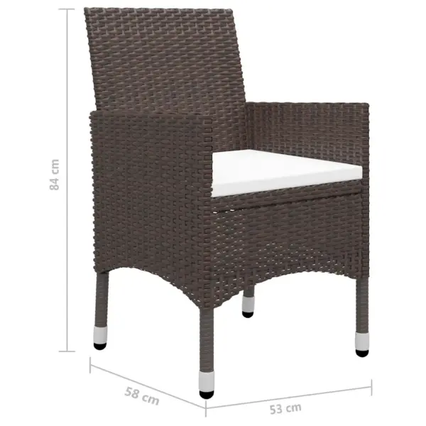 9-osaline pruun aiamööbli komplekt, polürotang ja klaas, laud 120 x 120 cm – 13