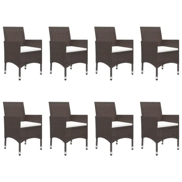 9-osaline pruun aiamööbli komplekt, polürotang ja klaas, laud 120 x 120 cm – 6