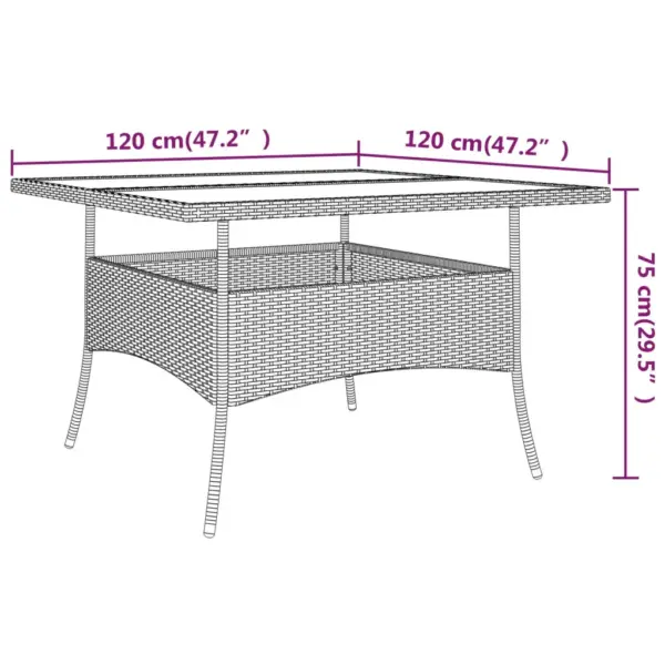 9-osaline pruun polürotangist aiamööbli komplekt, laud 120 x 120 cm – 12