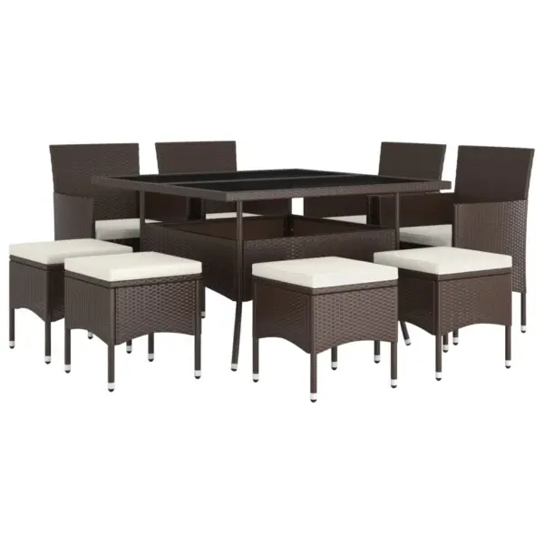 9-osaline pruun polürotangist aiamööbli komplekt, laud 120 x 120 cm – 3
