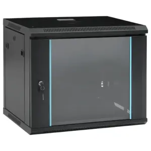 9U seinale paigaldatav 19'' võrgukapp, IP20, must, 600 x 450 x 510 mm