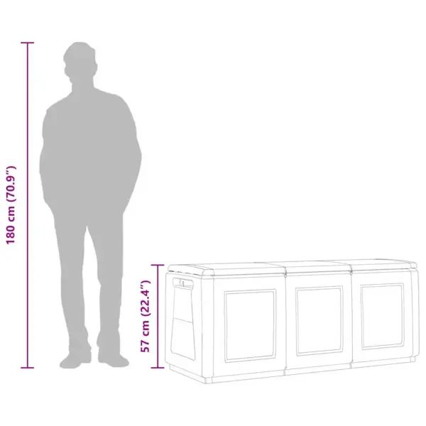 Aia hoiukast patjade ja aiatarvete hoidmiseks, 330 l, tumehall ja must, 138 x 53 x 57 cm – 11