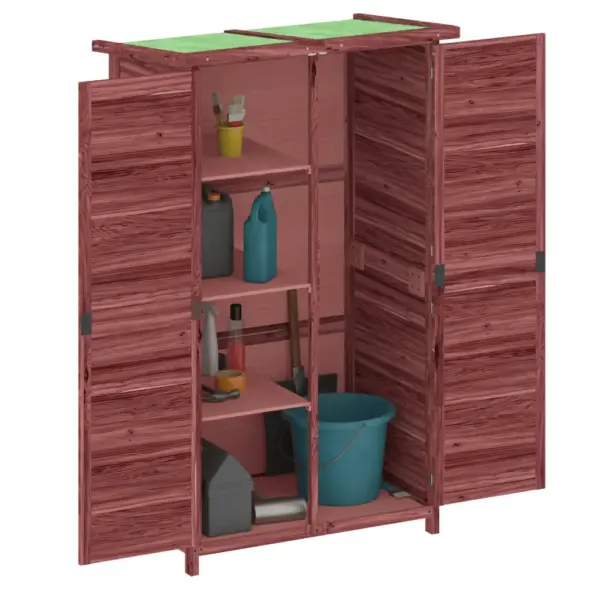 Aia tööriistakapp kaldus veekindla katusega, helepruun männipuit, 83 x 57 x 140 cm – 3