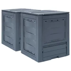 Aiakomposter 2-osaline komplekt, hall plast, 2 x 260 l, 60 x 60 x 73 cm