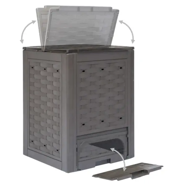 Aiakomposterite komplekt 3 tk, pruun plastrotang, 60 x 60 x 83 cm, 3 x 300 l – 4