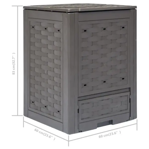 Aiakomposterite komplekt 3 tk, pruun plastrotang, 60 x 60 x 83 cm, 3 x 300 l – 7