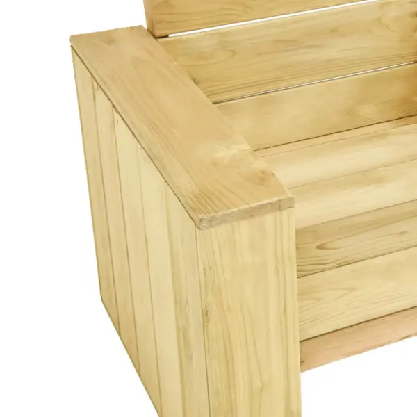 4-osaline aiamööbli komplekt, immutatud männipuit, pruun, 2 tooli, pink ja kohvilaud – 10