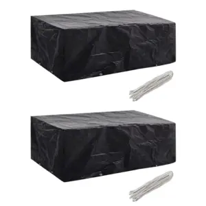 Mustad aiamööblikatted rotangikomplektile, 2 tk, 8 kinnitusavaga, 200 x 160 x 70 cm