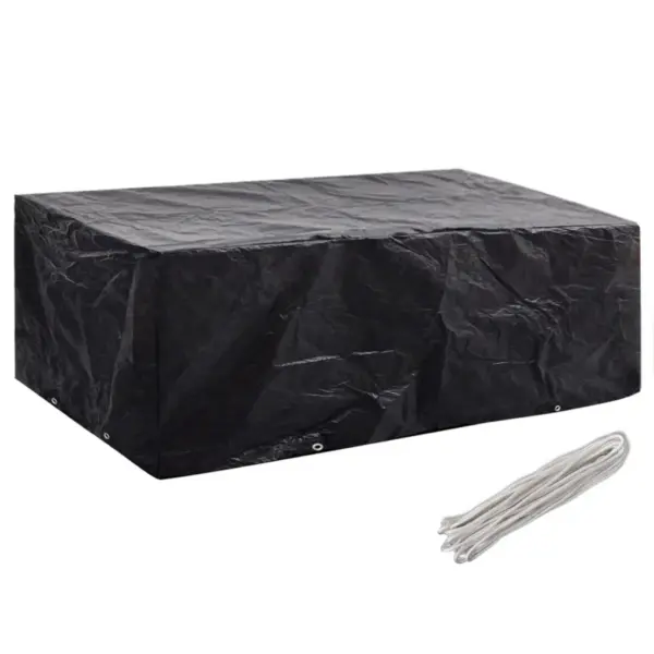 Mustad aiamööblikatted rotangikomplektile, 2 tk, 8 kinnitusavaga, 200 x 160 x 70 cm – 2