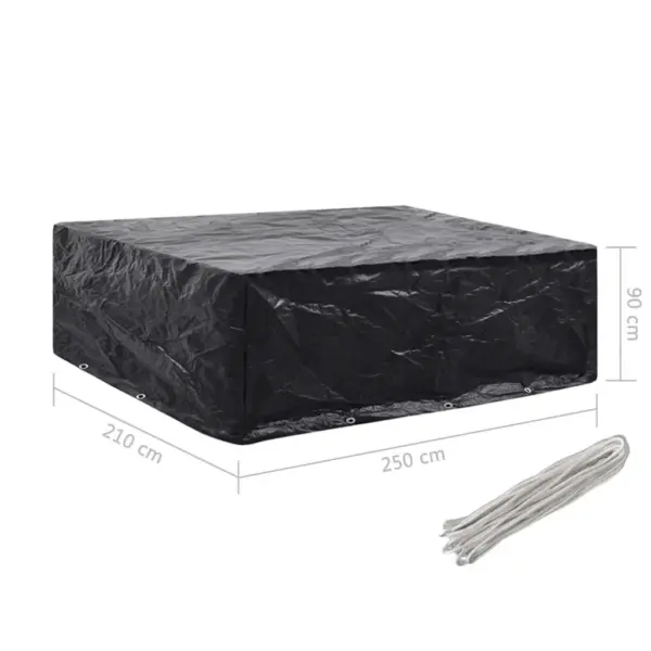Aiamööblikatted 2 tk, must PE, 8 kinnitusavaga, 250 x 210 x 90 cm – 7