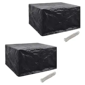 Veekindlad aiamööblikatted 6-kohalisele komplektile, 2 tk, must, polüetüleen, 172 x 113 x 73 cm