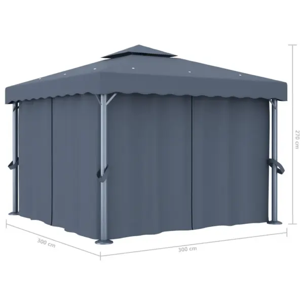 Aiapaviljon kardinatega 3 x 3 m, antratsiithall, alumiiniumraam - 6