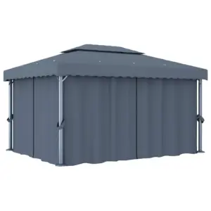 Aiapaviljon kardinatega ja topeltkatusega, 4 x 3 m, antratsiithall, alumiinium ja teras