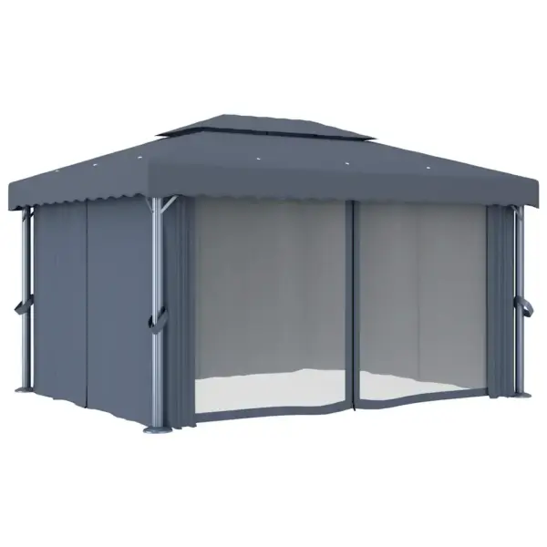 Aiapaviljon kardinatega ja topeltkatusega, 4 x 3 m, antratsiithall, alumiinium ja teras – 3