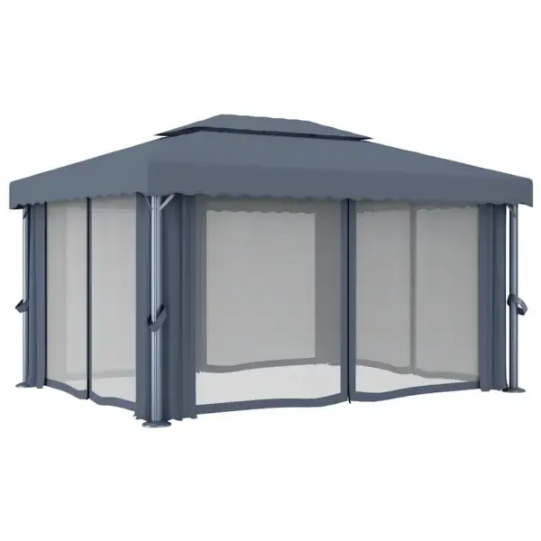Aiapaviljon kardinatega ja topeltkatusega, 4 x 3 m, antratsiithall, alumiinium ja teras – 4