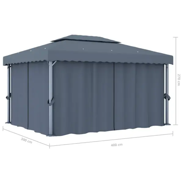 Aiapaviljon kardinatega ja topeltkatusega, 4 x 3 m, antratsiithall, alumiinium ja teras – 7