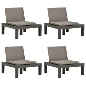 Aiatoolid patjadega, 4 tk, ilmastikukindel plast, antratsiithall