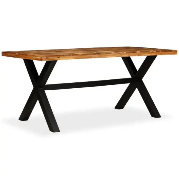 Akaatsia- ja mangopuidust söögilaud musta terasraamiga, 180 x 90 x 76 cm – 2