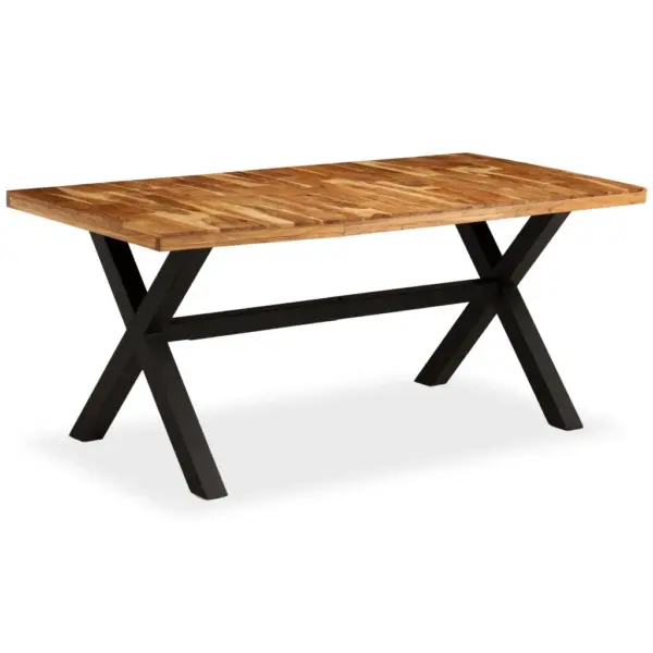 Akaatsia- ja mangopuidust söögilaud musta terasraamiga, 180 x 90 x 76 cm – 11