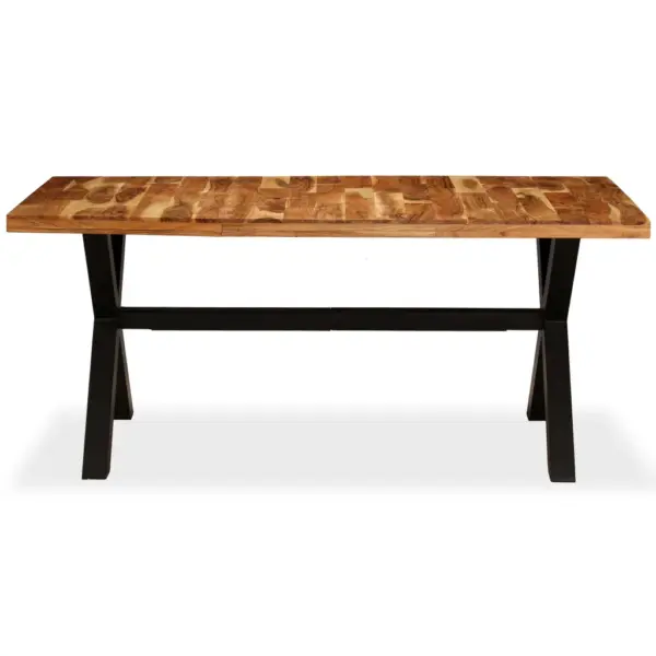 Akaatsia- ja mangopuidust söögilaud musta terasraamiga, 180 x 90 x 76 cm – 3