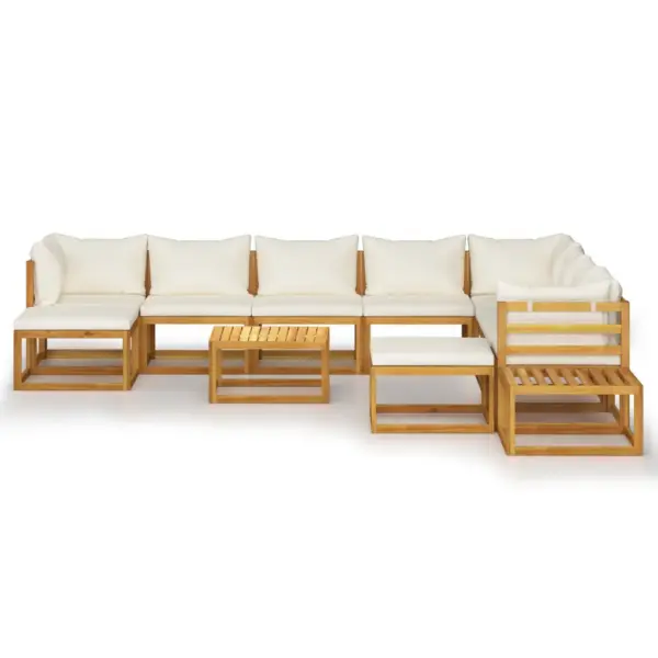 12-osaline akaatsiapuidust aiadiivanikomplekt patjadega, kreemjas – 3