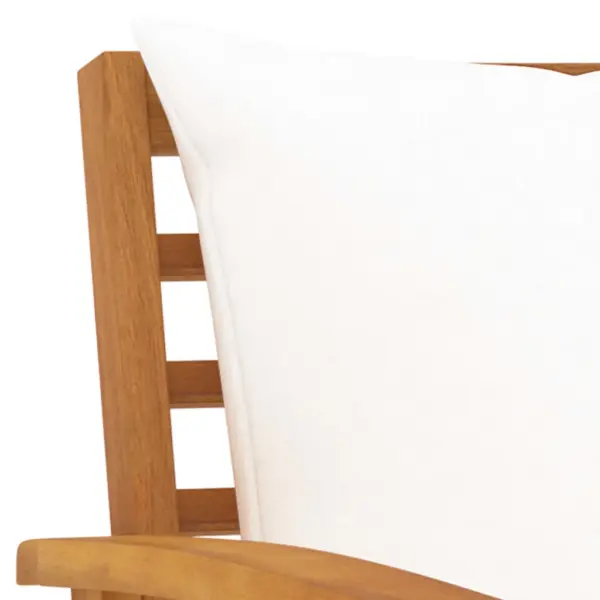 3-osaline akaatsiapuidust aiadiivanikomplekt patjadega, laud 100 x 50 x 33 cm, kreemjad padjad – 5