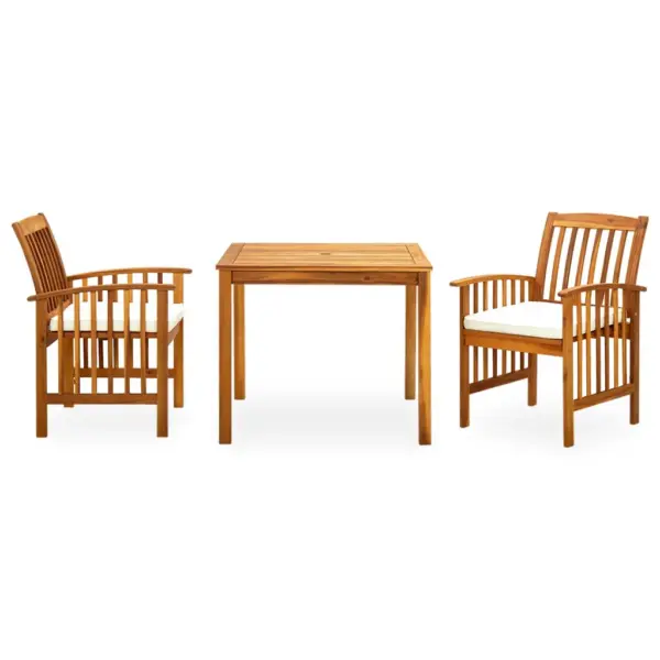 3-osaline akaatsiapuidust aiamööbli komplekt patjadega, laud 88 x 88 cm – 2
