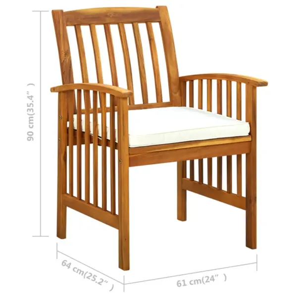 3-osaline akaatsiapuidust aiamööbli komplekt patjadega, laud 88 x 88 cm – 9