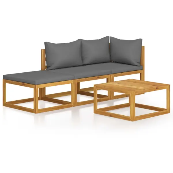 Akaatsiapuidust 4-osaline aiamööbli komplekt patjadega, tumehall, laud 68 x 68 cm – 2