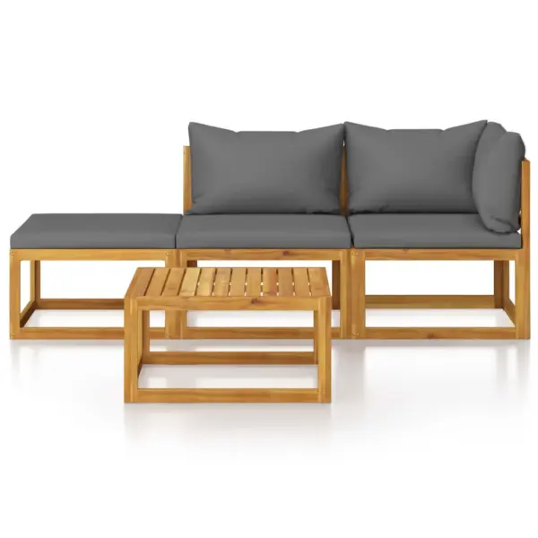 Akaatsiapuidust 4-osaline aiamööbli komplekt patjadega, tumehall, laud 68 x 68 cm – 3