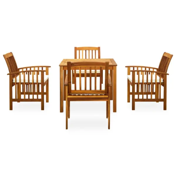 5-osaline aiamööbli komplekt patjadega, akaatsiapuit, laud 88 x 88 cm – 2
