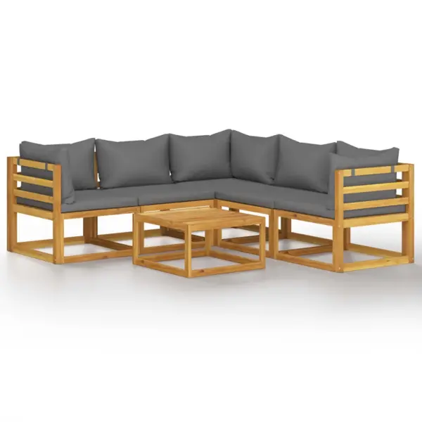 6-osaline akaatsiapuidust aiadiivanikomplekt patjadega, tumehall, laud 68 x 68 cm – 2