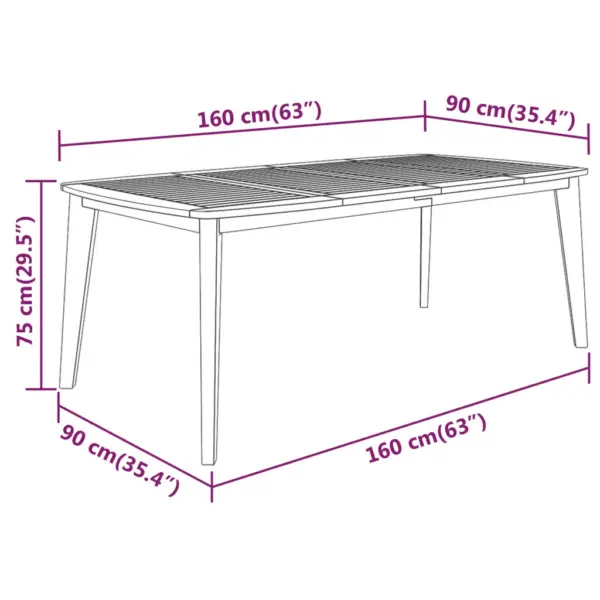 7-osaline aiamööbli komplekt akaatsiapuidust, pruun, laud 160 x 90 cm – 9