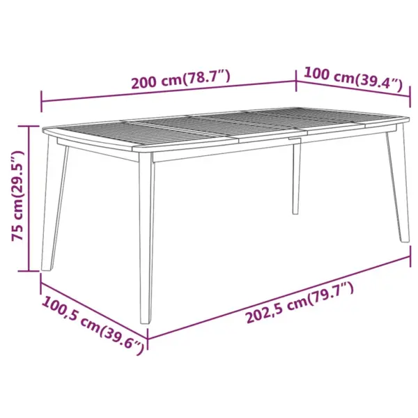 7-osaline aiamööbli komplekt, akaatsiapuidust laud ja 6 tooli, pruun, laud 200 x 100 cm – 9