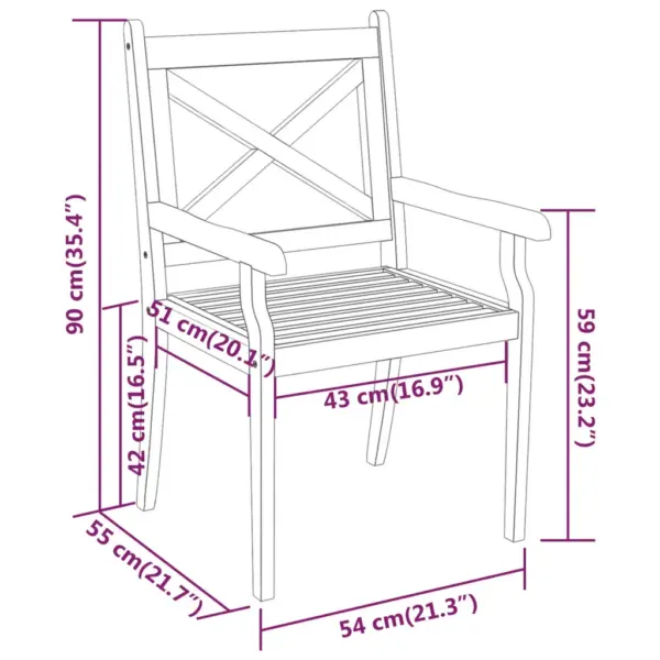 7-osaline aiamööbli komplekt, akaatsiapuidust laud ja 6 tooli, pruun, laud 200 x 100 cm – 10