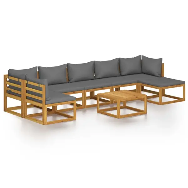 8-osaline modulaarne aiadiivanikomplekt patjadega, akaatsiapuit, tumehall – 2