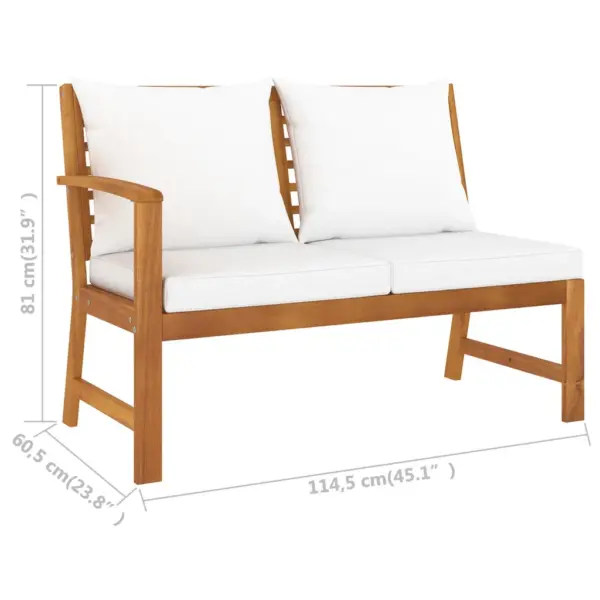 9-osaline akaatsiapuidust aiadiivanikomplekt kreemjate patjadega, modulaarne – 12