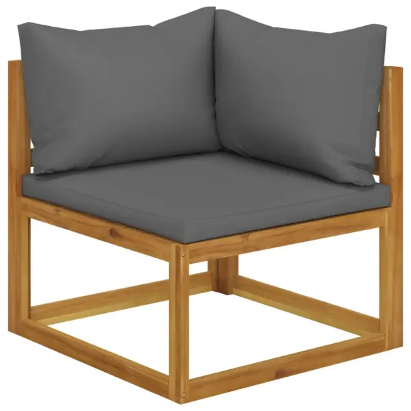 9-osaline akaatsiapuidust aiadiivanikomplekt patjadega, tumehall, laud 68 x 68 cm – 4